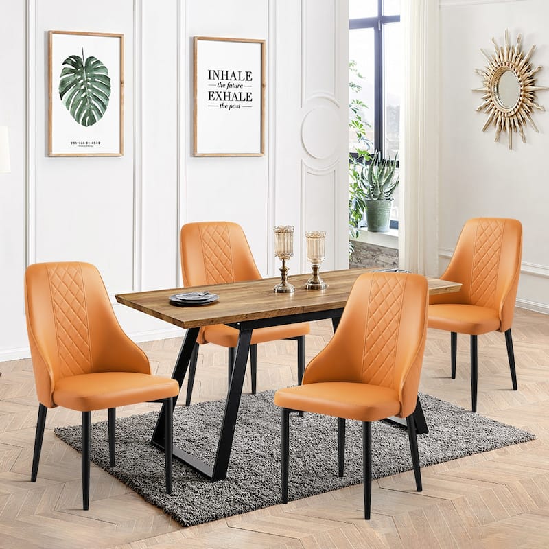 Faux Leather Upholstered Dining Chairs Set of 2 - 35.63"H x 17.72"W x 17.32"D