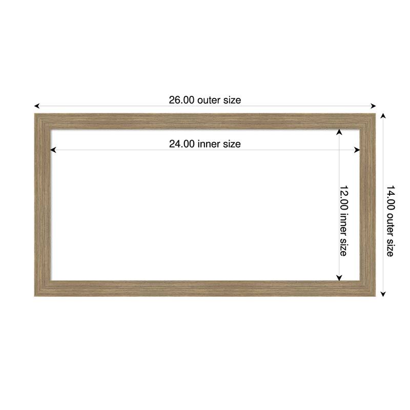 Amanti Art Woodgrain Stripe Blonde Framed Dry Erase Magnetic Board - 26 x 14 in - Woodgrain Stripe Mocha