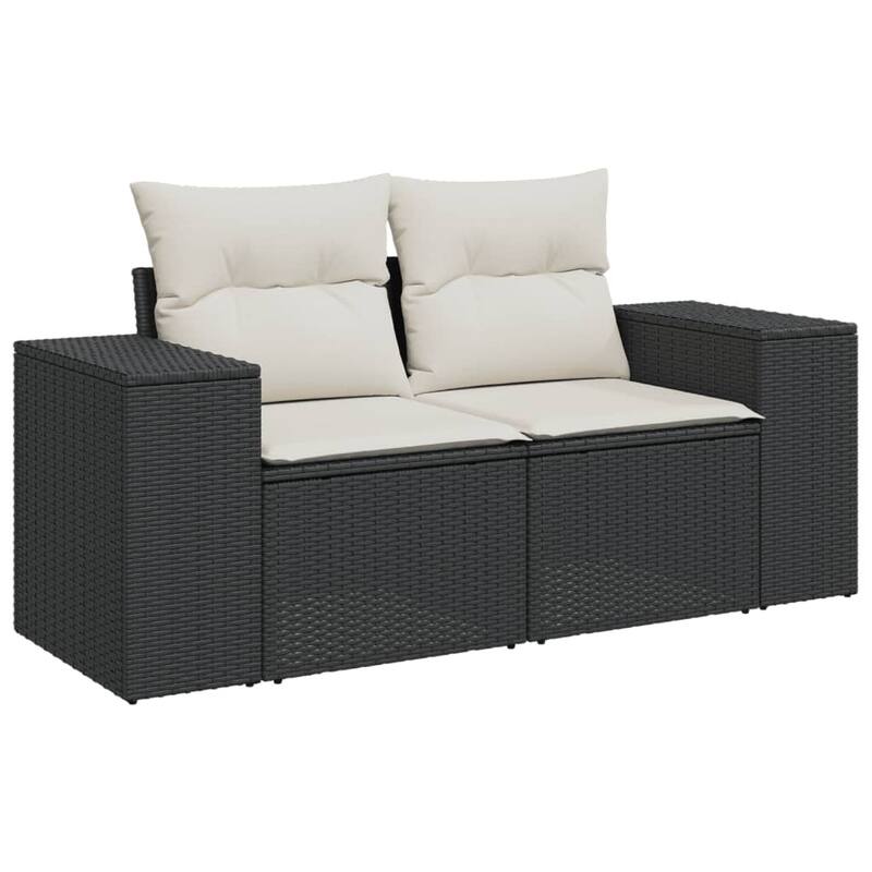vidaXL Patio Sofa Set with Cushions Outdoor Furniture 4 Piece Poly Rattan