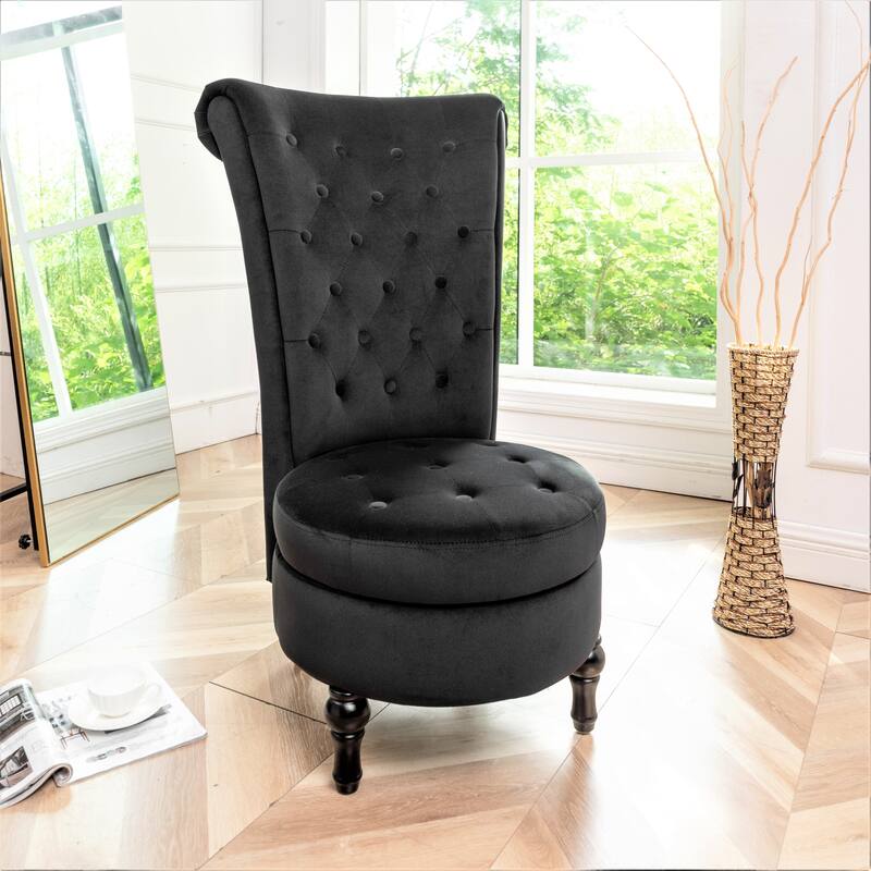 US Pride Furniture Gosser 20" Wide Velvet High Back Vanity Chair - Black