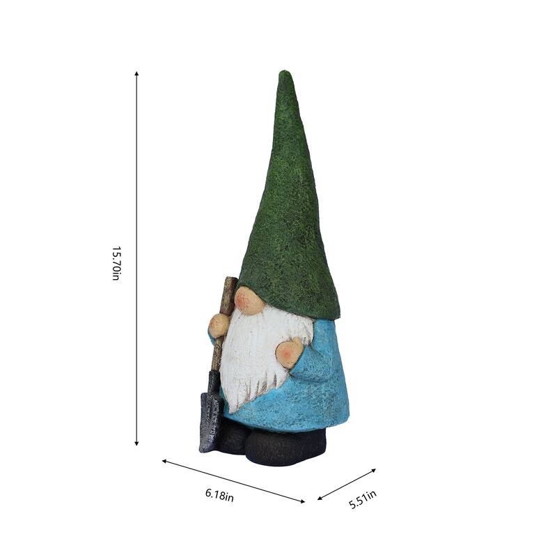 Gnome with Shovel Outdoor Garden Statue - 15.75"