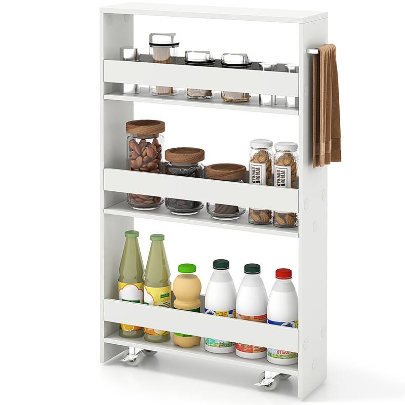 Narrow Rolling Storage Cart with Shelves for Kitchen and Bathroom