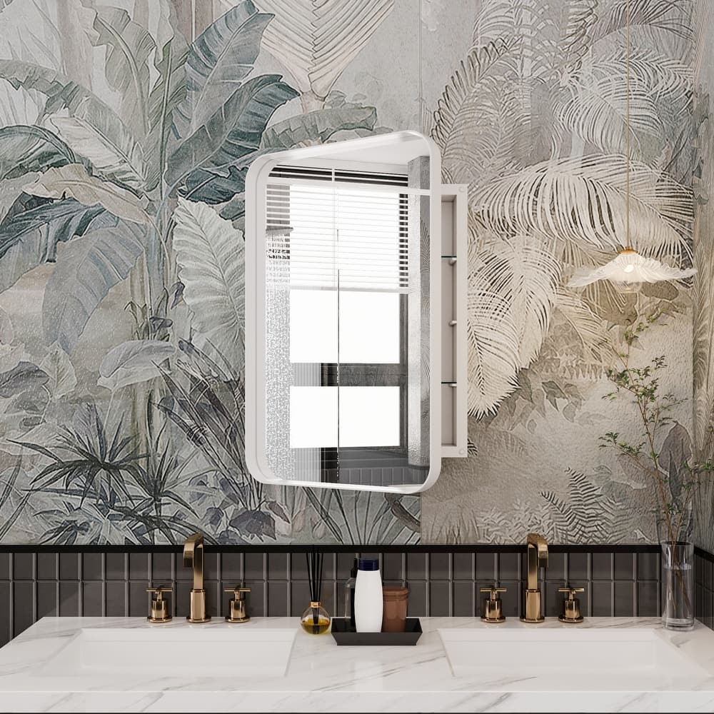 Recessed Metal Framed Medicine Cabinet with Mirror