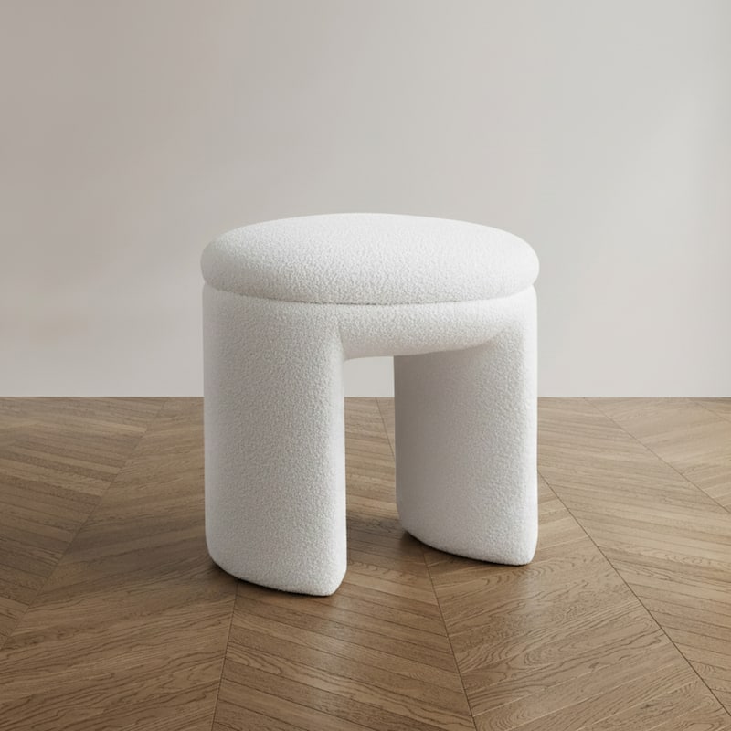 Furniture of America Emery Modern 18-inch U-Shaped Upholstered Ottoman - Beige