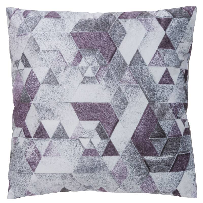 Capri Collection Patterned Faux Cowhide Printed Throw Pillow - Purple