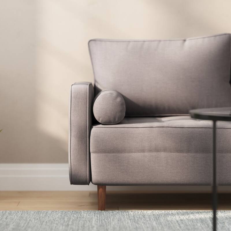 Compact Upholstered Tufted Loveseat with Wooden Legs