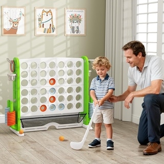 Height Adjustable Connect Game w/Mesh Pocket for Indoor & Outdoor