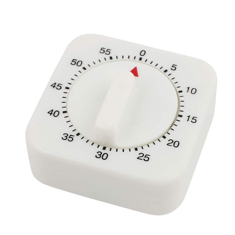 2Pcs 2.4x2.4x1.3-Inch 60 Minutes Mechanical Kitchen Timer Square Pendulum Clock - White - White