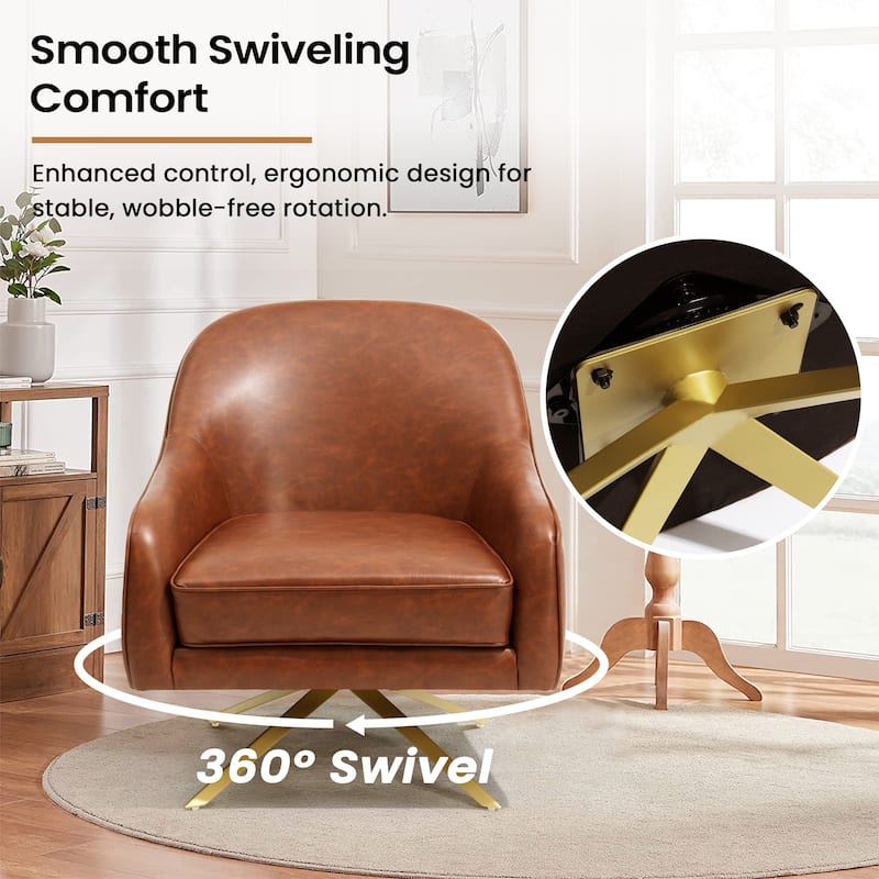 VredHom Swivel PU Faux Leather Accent Chair Sofa Chair - 21.5" W x 31.8" D x 32.2" H