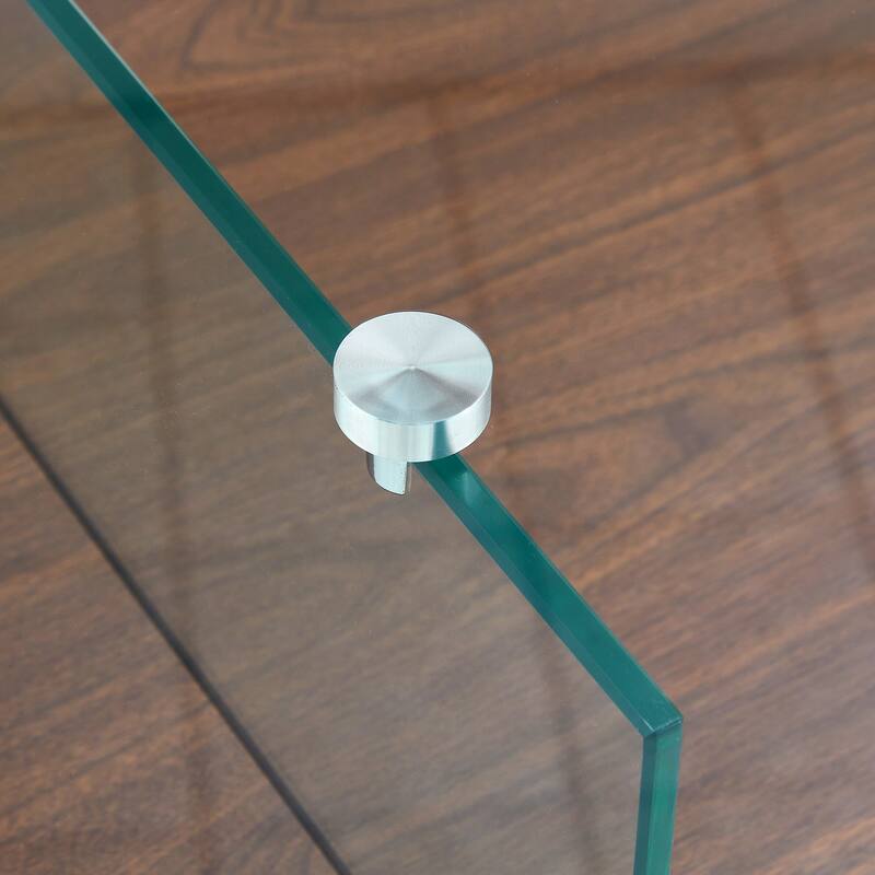 Modern Two-Tier Square Coffee Table -Elegant Combination Of Glass And Texture Sticker