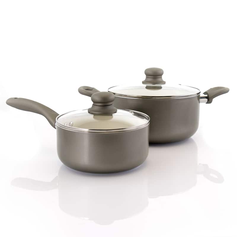 Oster Newcrest 8Pc Ceramic Nonstick Al Cookware Set with Soft Grip