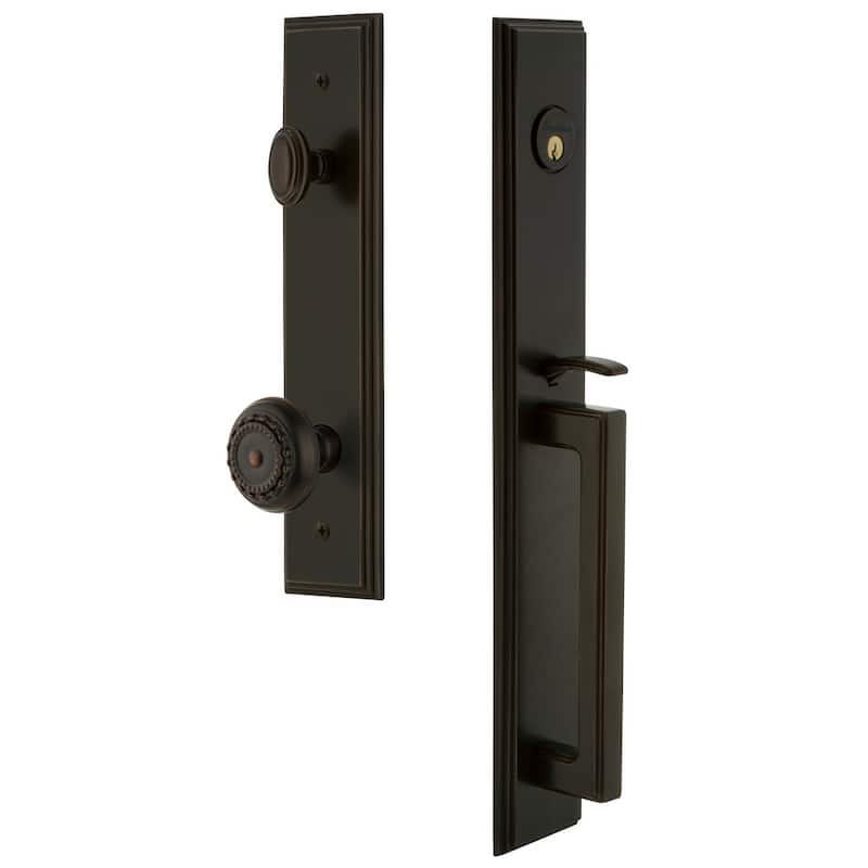 Grandeur Carre Solid Brass Rose Keyed Entry Single Cylinder Full Plate - Timeless Bronze