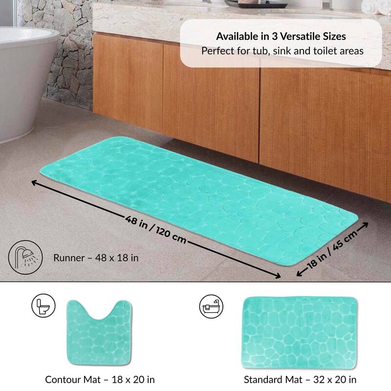 Memory Foam Runner Bath Mat Pebble Design 48x18