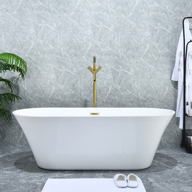 Altair Brulon Double Knob Handle Freestanding Floor Mounted Tub Filler with Handshower