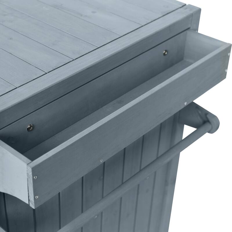 80 Inch Outdoor Kitchen Island with Solid Fir Wood and Stainless Steel Top