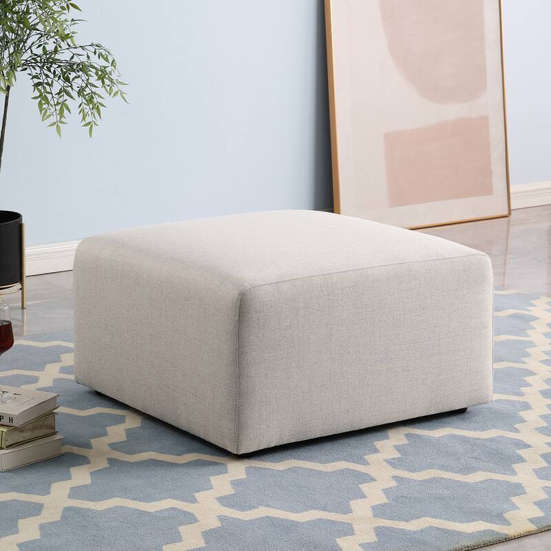 No-Assembly Beige Chenille Sofa Ottoman, 29.92" Size for Cozy Living Room & Bedroom Use