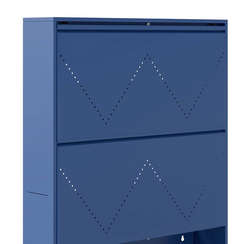 Moasis 3-Drawer Flip-Down Shoe Storage Cabinet, Wall-Mounted Metal Organizer