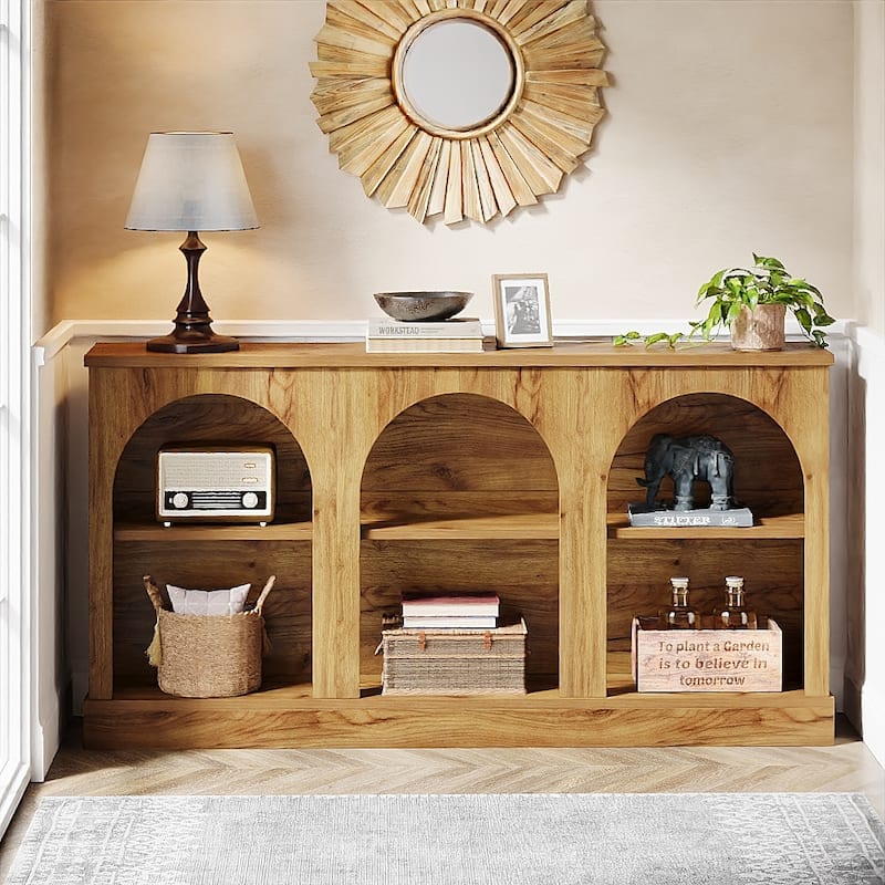 63-Inch Farmhouse Console Table with 3 Tier Storage