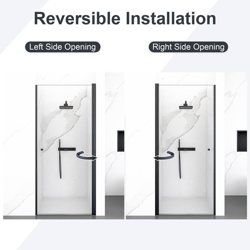 34"W x 72"H Frameless Circular Pivot Shower Door With 1/4" (6mm) Thick SGCC Tempered Glass