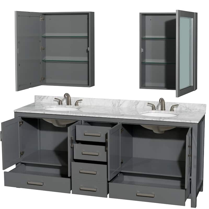 Wyndham Collection Sheffield Double Vanity Set, Medicine Cabinets