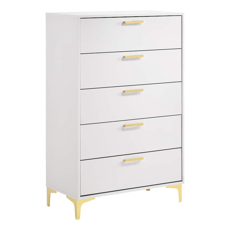 Karena White Rectangular 5-Drawer Chest