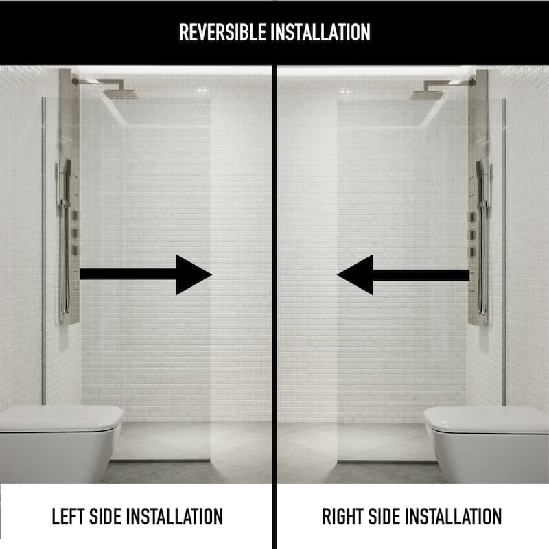 VIGO Zenith 34" W x 74" H Frameless Fixed Shower Screen in Stainless Steel