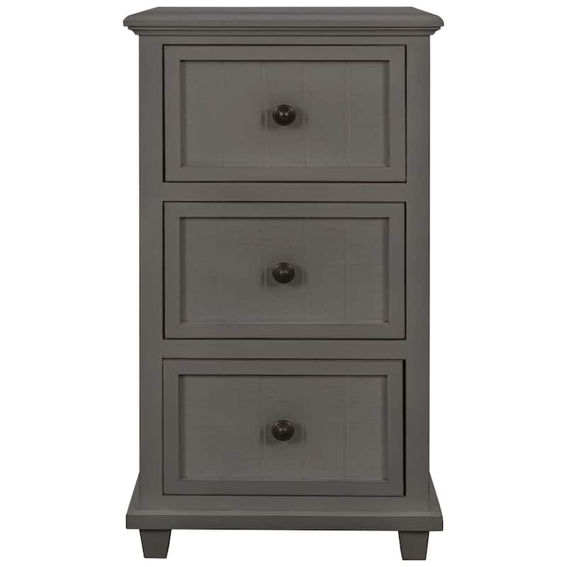Vintage Gray Three Drawer Side Table - Vintage Gray Wash - MDF