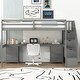 preview thumbnail 1 of 17, Twin Size Wood Loft Bed with Built-in Desk and Double Storage Drawers,Simple Design Gray