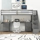 preview thumbnail 16 of 25, Wooden Twin Size Loft Bed wtih Rectangle Desk Underneath and Double Storage Drawers, Side Staircase Built-in Storage