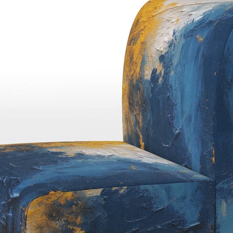 Designart "Blue and Yellow Intuitive Expressions I" Upholstered Abstract Accent Chair and Modern & Contemporary Arm Chair