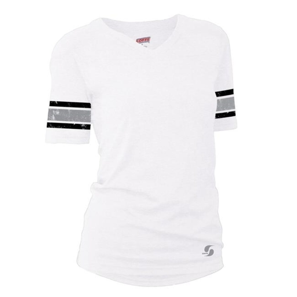 Shop Soffe 6549v100xsm Juniors Drop V Neck Tail Football Tee White Extra Small Overstock 27896181