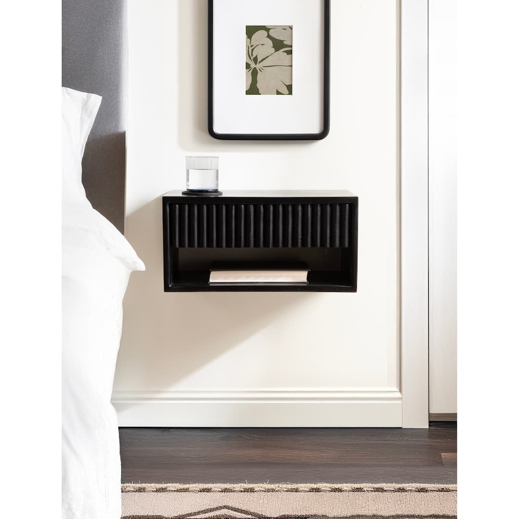 Kate and Laurel Reid Floating Wood Side Table with Open Storage