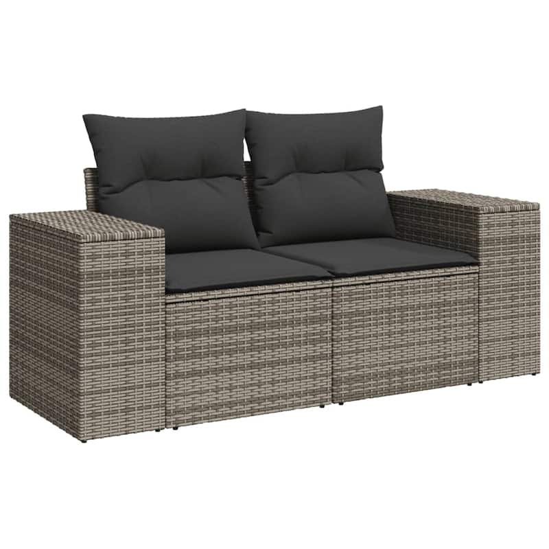 vidaXL Patio Sofa Set with Cushions Outdoor Conversation Furniture Poly Rattan