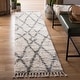 preview thumbnail 6 of 36, SAFAVIEH Berber Fringe Shag Mena Trellis Rug 2' x 8' Runner - Creme/Black - Runner