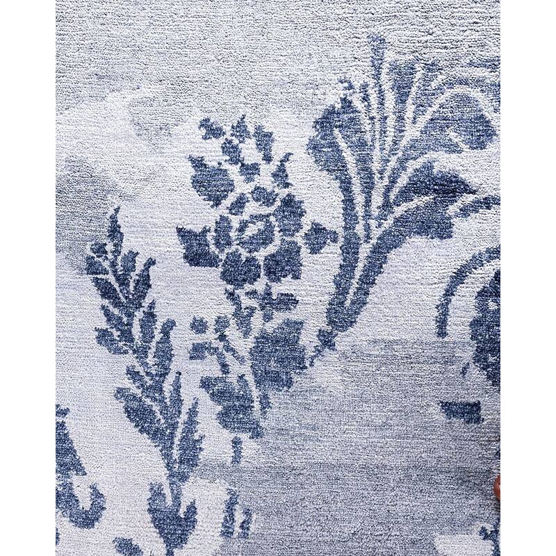 Modern One-of-a-Kind Hand-Knotted Area Rug, Blue - 9' 2" x 12' 4"