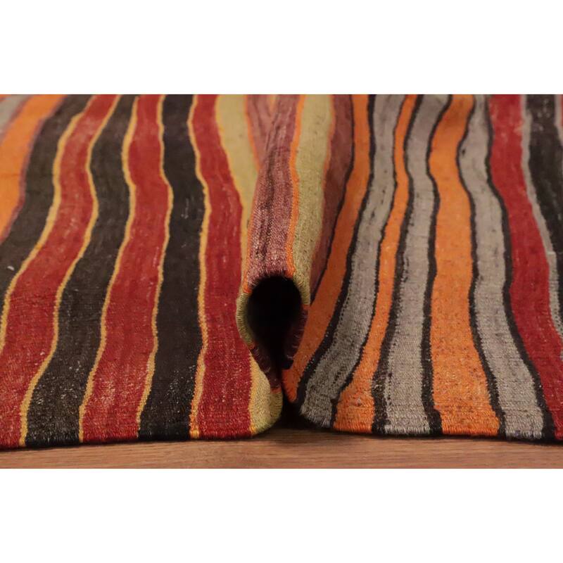 Hand Woven Oriental 100% Wool Carpet Southwestern Geometric Multi-Colored Kilim Area Rug - 8' 10'' X 5' 2''
