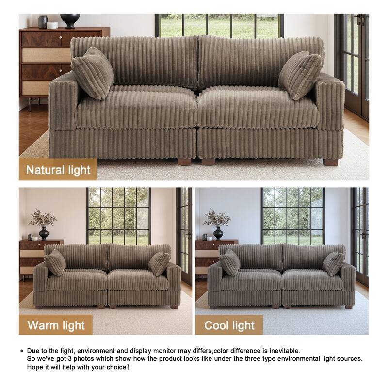 80"W Plush Modular Sectional Sofa with Pillows for Living Room