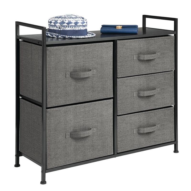 mDesign Wide Dresser Storage Tower Organizer Unit, 5 Drawers