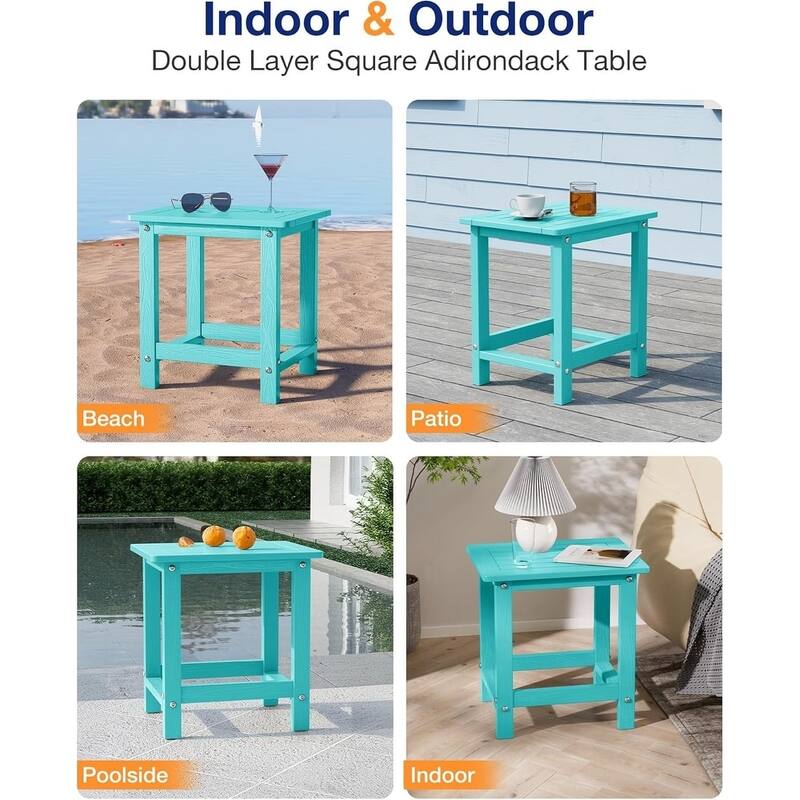 WINSOON HIPS All Weather Table Adirondack Square Side Table