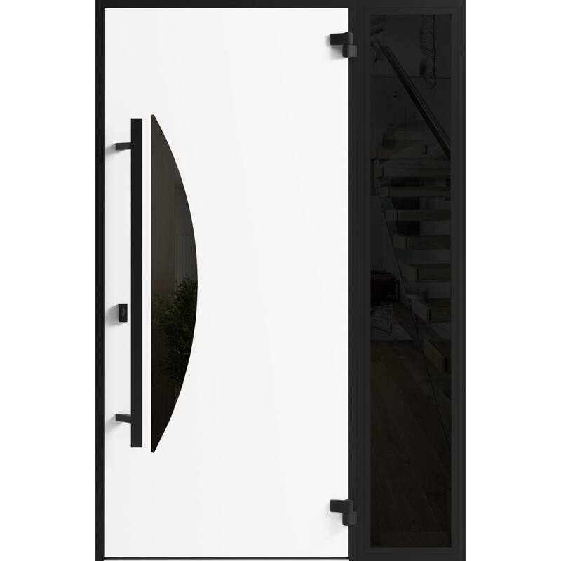 Front Exterior Prehung Steel Door Ronex 1077 Teak Entry Metal Painted W36xH80 Left hand Inswing