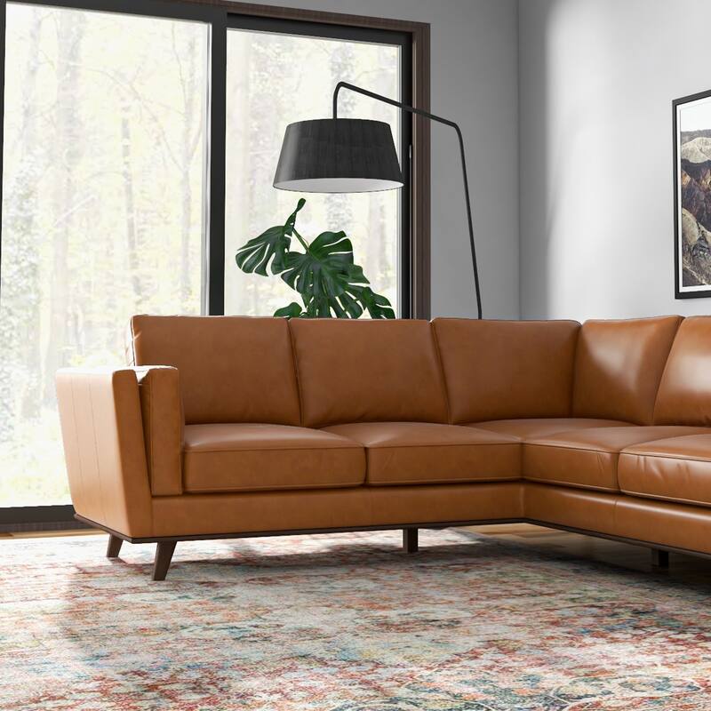 Elisa Mid Century Pillow Back Symmetrical Corner Sofa