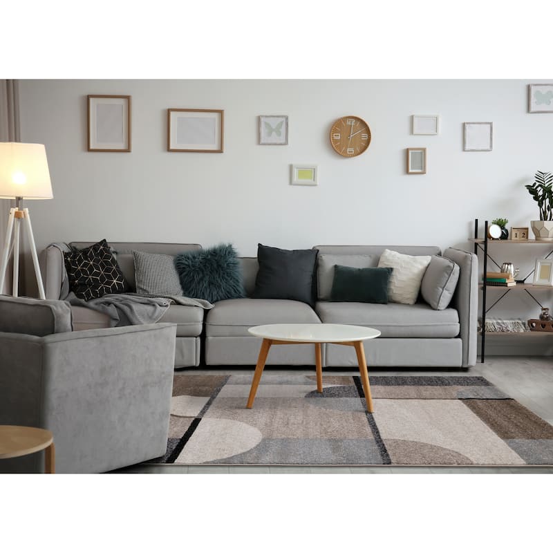 Brookfield Collection - Brown/Grey/Cream Shape Shifting Rug