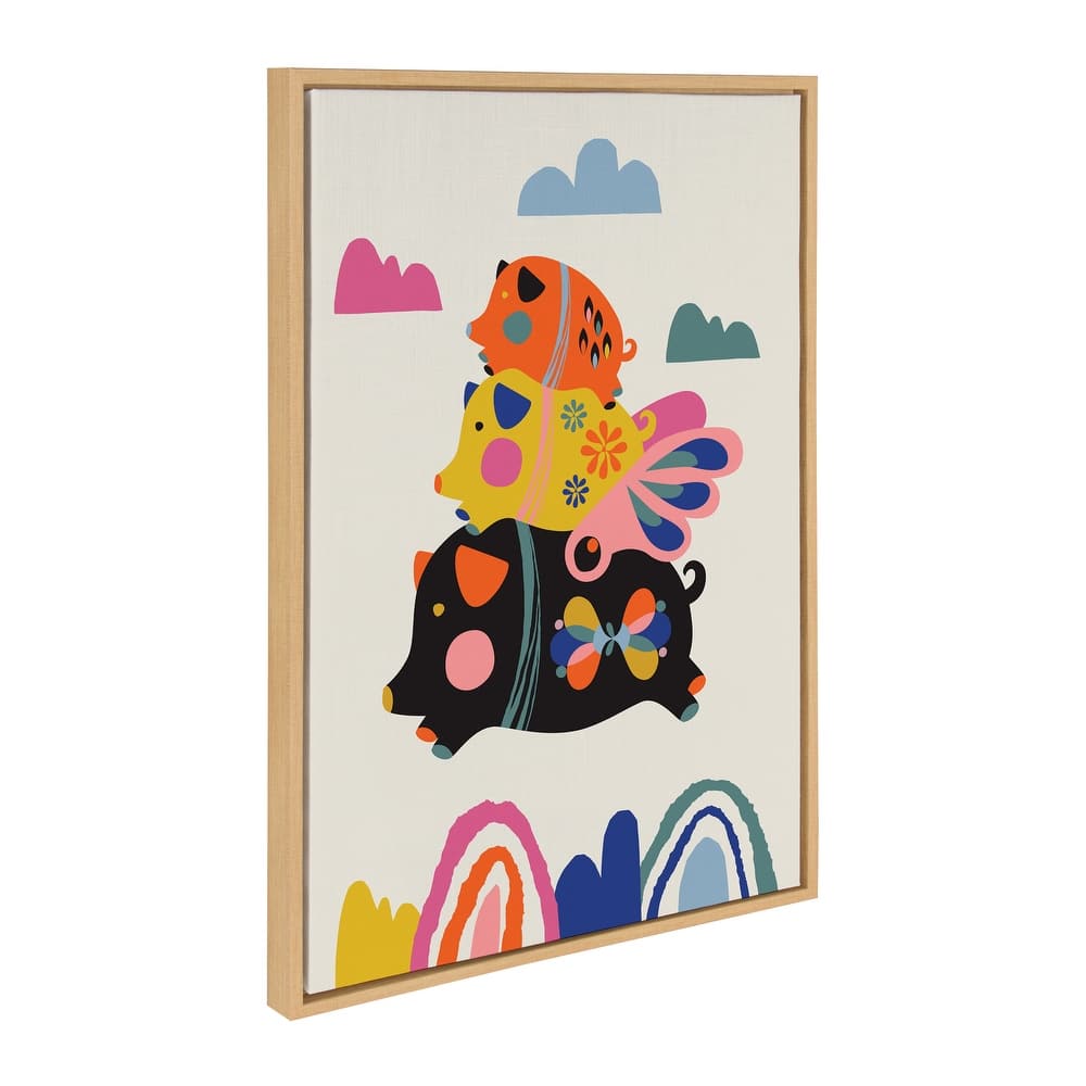 Kate and Laurel Sylvie Flying Pigs Framed Canvas by Rachel Lee