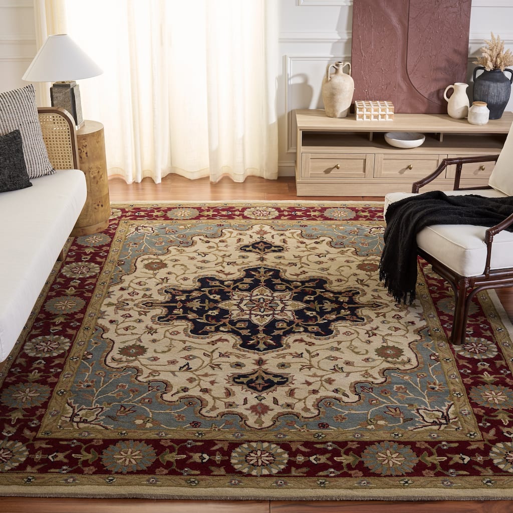 SAFAVIEH Handmade Heritage Harmony Stripe Traditional Oriental Wool Rug