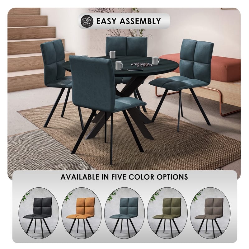 LeisureMod Wesley Modern Dining Chairs - Set of 2 Faux Leather Accent Chairs with Metal Legs for Home Kitchen or Dining Room