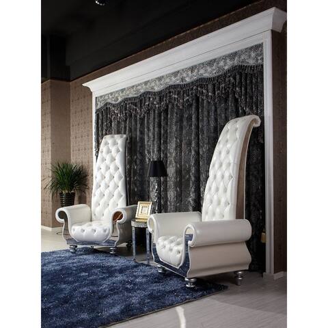Divani Casa Luxe Neo-Classical Pearl White Italian Leather Chair