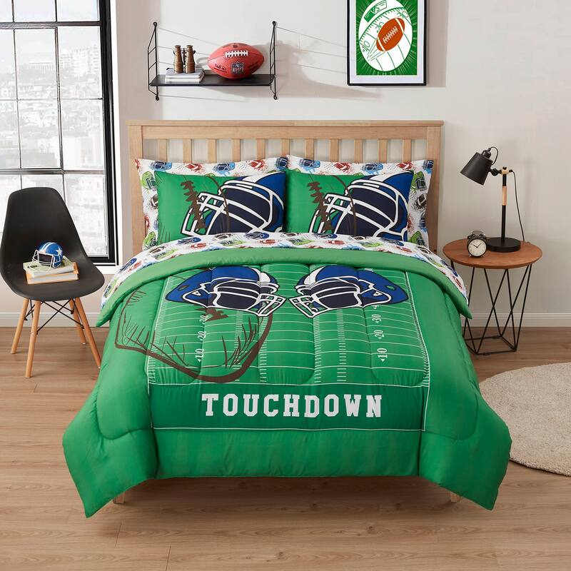 Kids Football Bed in a Bag Comforter, Sham & Sheet Set