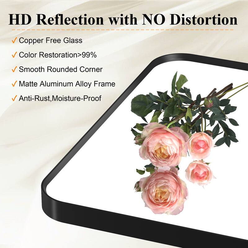 Modern Bathroom Wall Mounted Anodized Aluminum Framed Wall Vanity Mirror