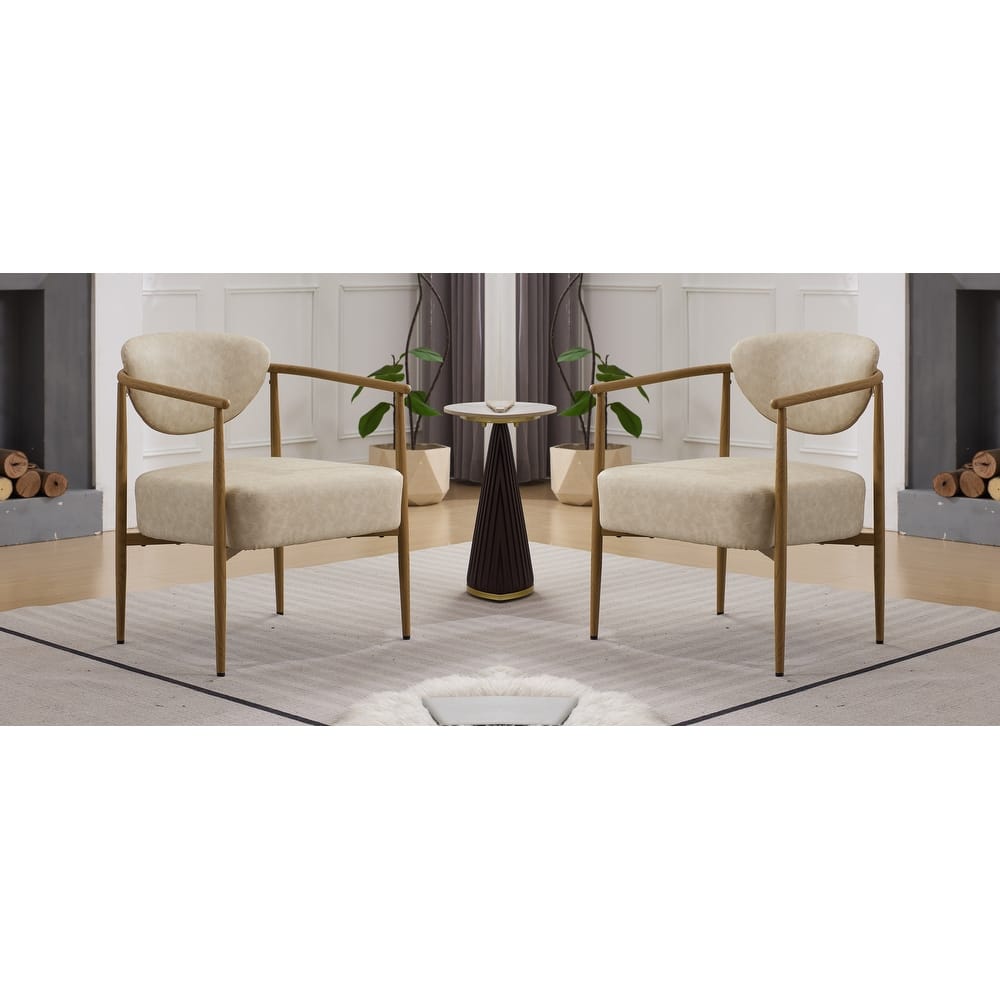 Set of 2 Dining Chairs, Living Room Chair, PU with Foam Back and Seat, Soft and Comfortable Seating, Metal Frame