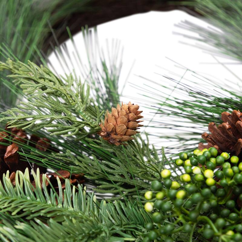 Long Needle Pine Berries and Pinecone Artificial Christmas Wreath - 26" - Unlit